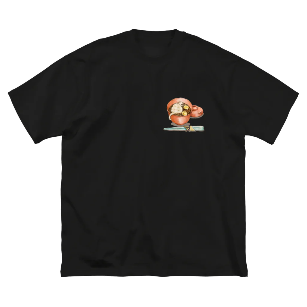 kaoru@nekomangakakuyoのお汁粉食べた？おしるこねこ ビッグシルエットTシャツ