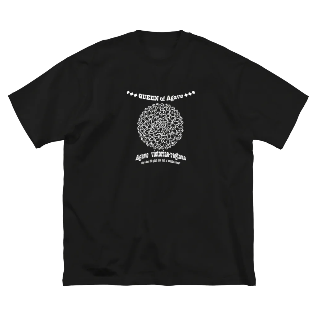 ROUKAの【Agave victoriae-reginae Classic】前面・白柄 ビッグシルエットTシャツ