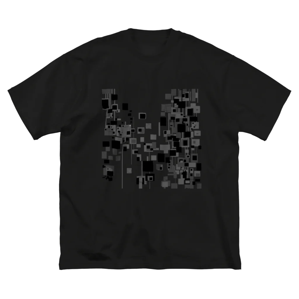 【松】黒金アートこぎん和紙和柄の003黒ミニマムアートblack ビッグシルエットTシャツ