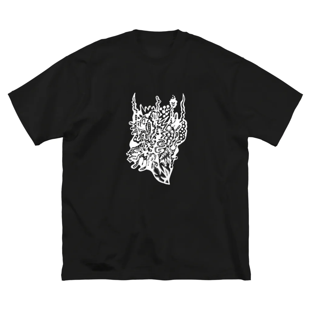  DendoRocK KakaLIAの心臓 白線 ビッグシルエットTシャツ