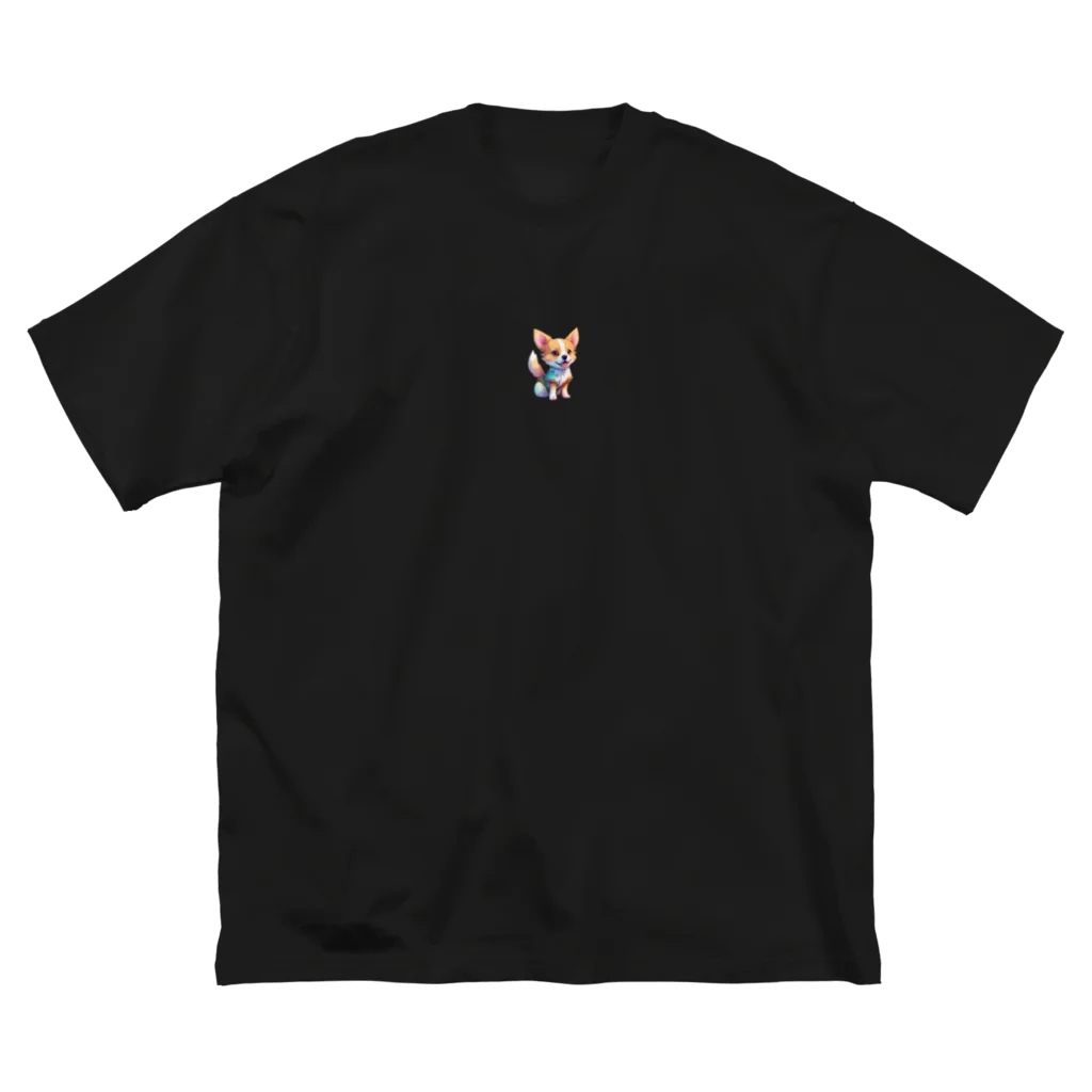 pondLeisurelyのカラフルで愛らしい子犬 ビッグシルエットTシャツ