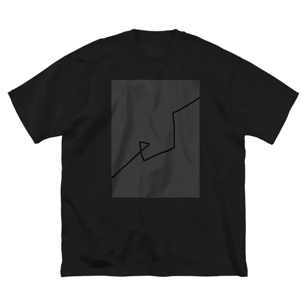 rilybiiのCharcoalGray BlackLineArt ビッグシルエットTシャツ