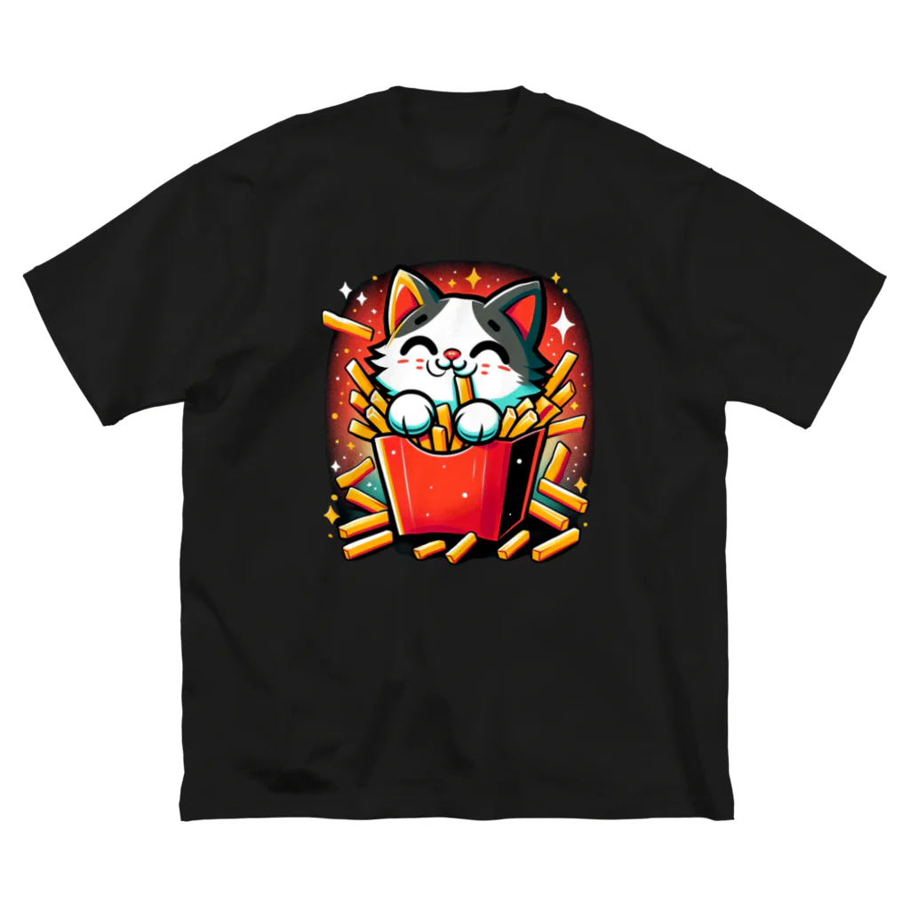 StyleMeのポテトを食べる猫 ビッグシルエットTシャツ