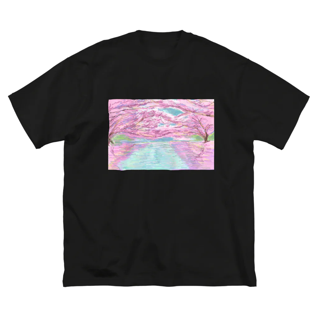 食虫植物ネペ吉のお店の桜の風景 Nepenthes.jp ビッグシルエットTシャツ