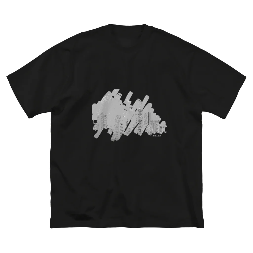 八島の都市と星(モノクロ) ビッグシルエットTシャツ