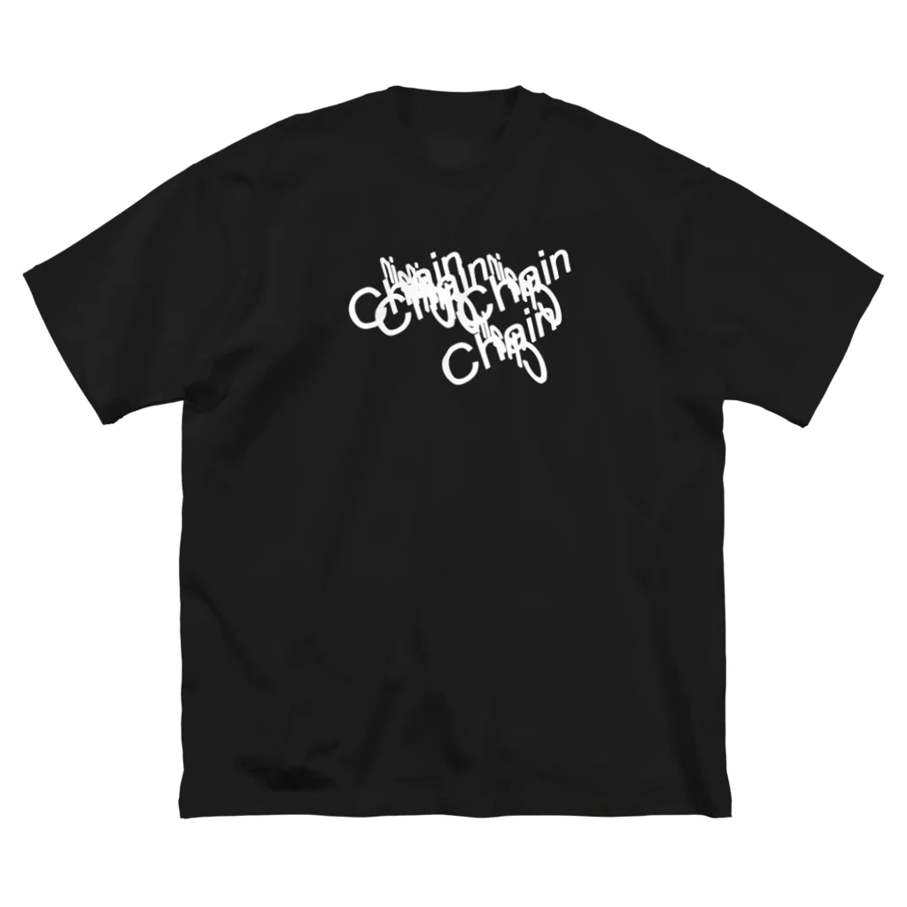 ChainChain SUZURI店のChainバグTシャツA（白プリント） Big T-Shirt