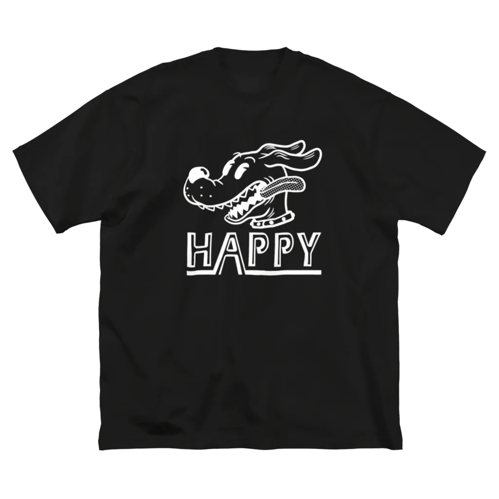 nidan-illustrationのhappy dog (white ink) ビッグシルエットTシャツ