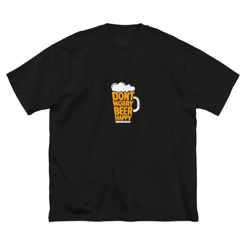 グラフィンのドンウォーリービールハッピー オレンジ白 ビッグシルエットTシャツ