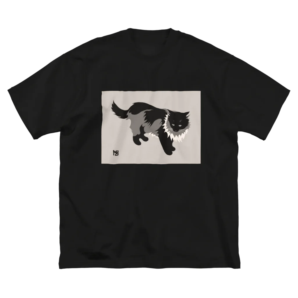 無真獣73号のたてがみのある猫の服 ビッグシルエットTシャツ