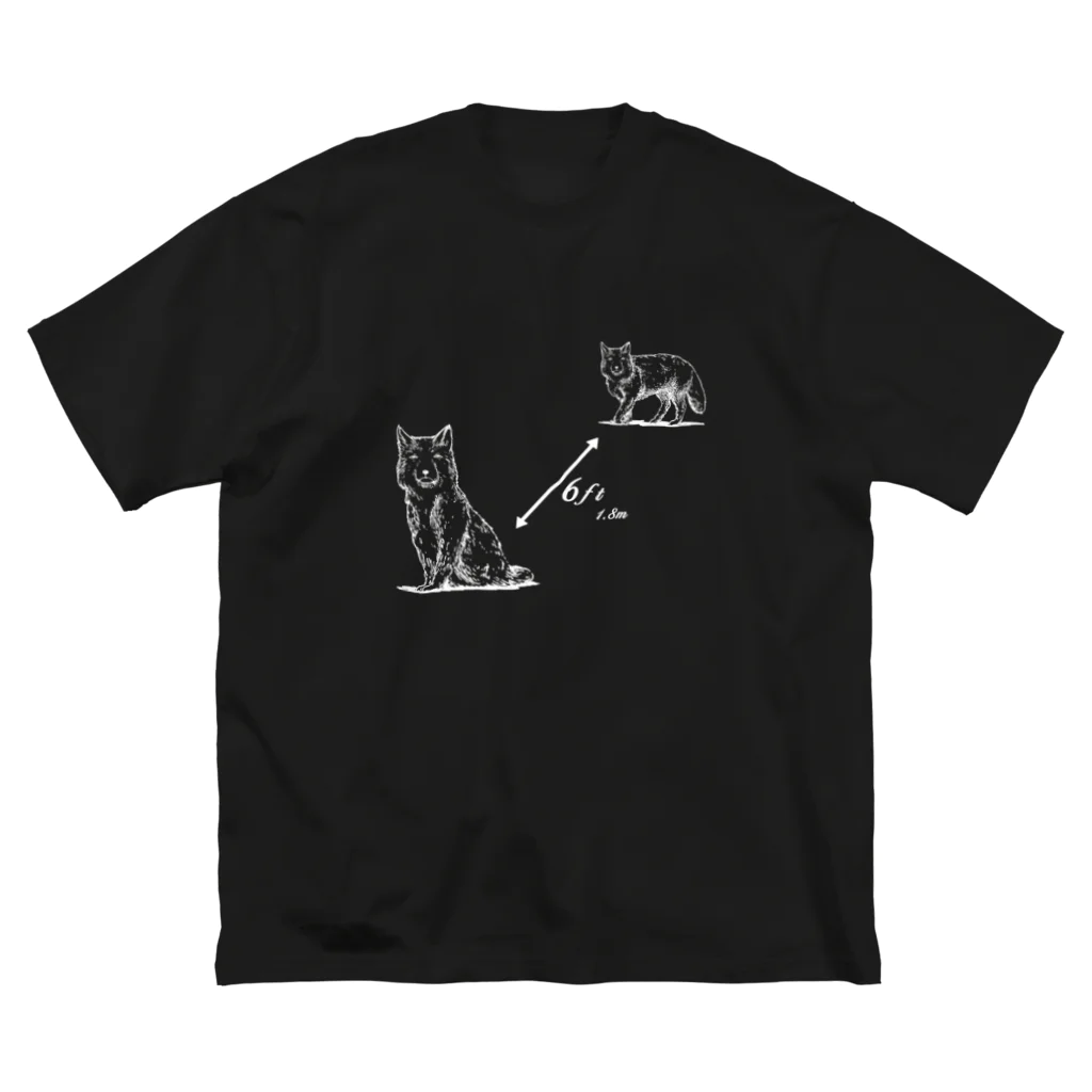 PygmyCat　suzuri店の6ft開けるチベットスナギツネ（主線白ver） ビッグシルエットTシャツ