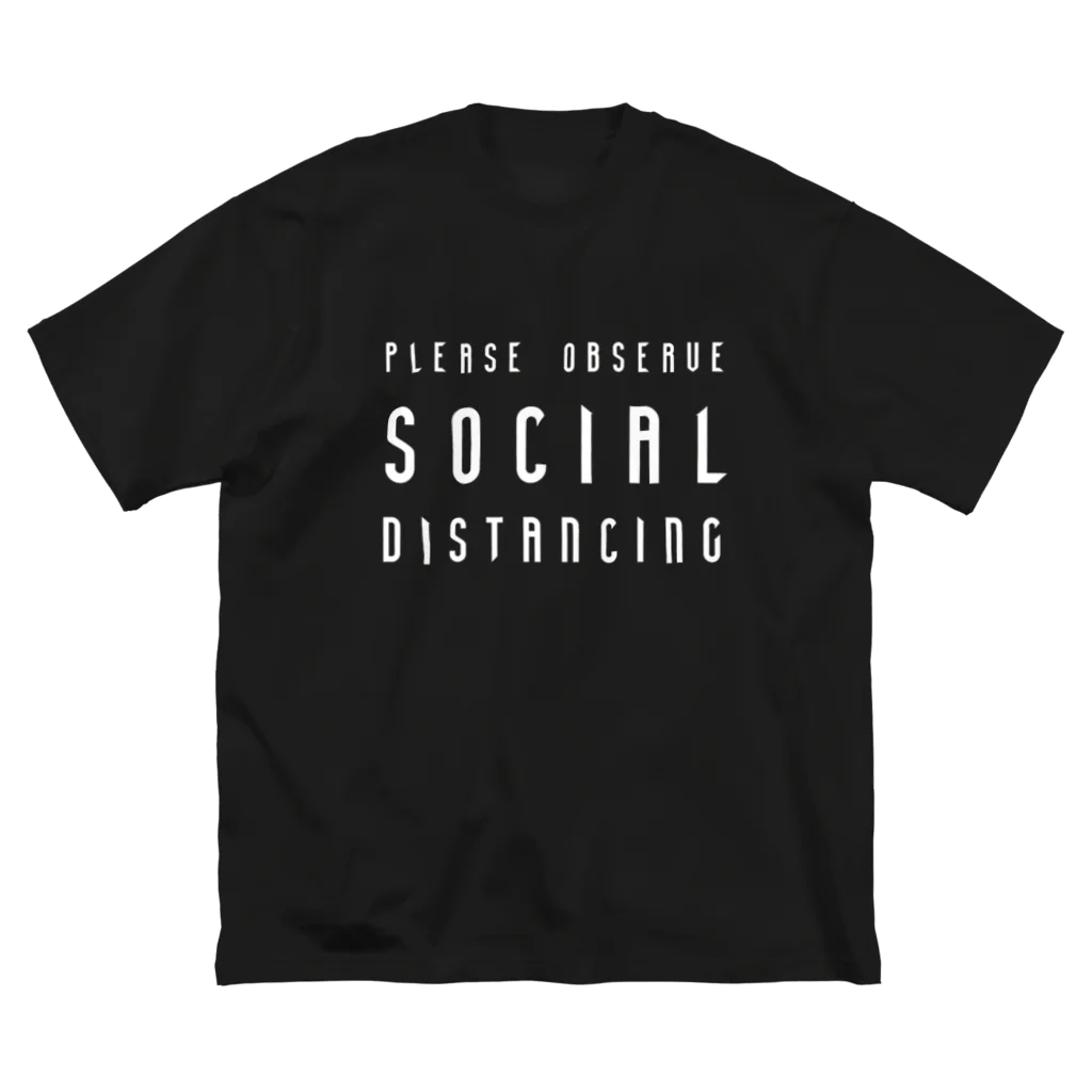 SANKAKU DESIGN STOREの社会的距離を守ろう。 PLEASE SOCIAL DISTANCING 白 ビッグシルエットTシャツ