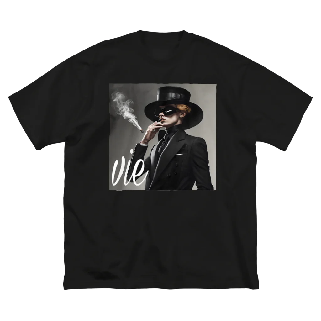 vieのvie BLACK_smoke Big T-Shirt