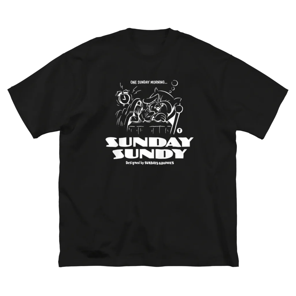 SUNDAYS GRAPHICSのSUNDAY SUNDY No.1 (白ロゴ） ビッグシルエットTシャツ