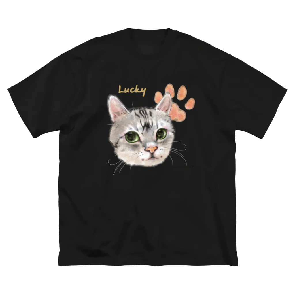 なにぬ猫-YAのうちの子にくきゅうポートレート★Lucky ビッグシルエットTシャツ