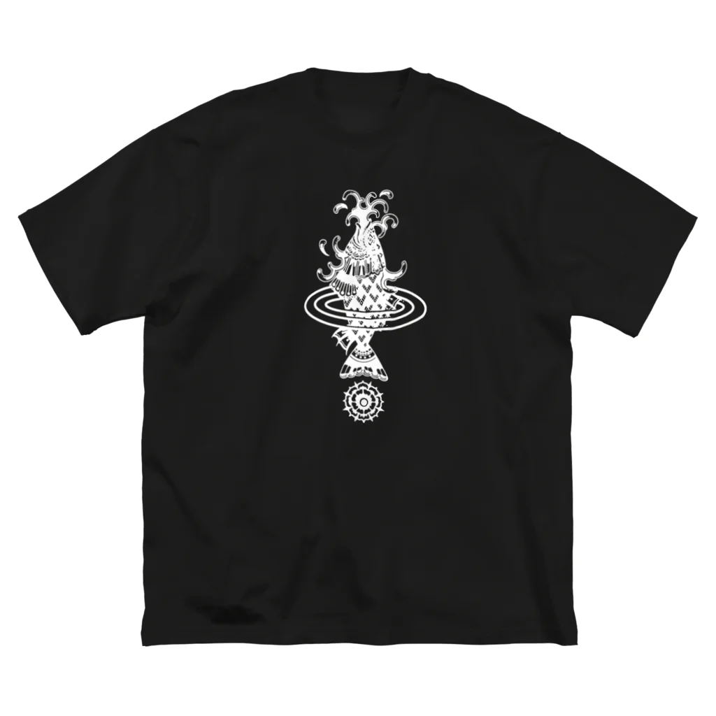 W.S.E.のW.S.E.オリジナル　彫師デザイン　白プリント ビッグシルエットTシャツ