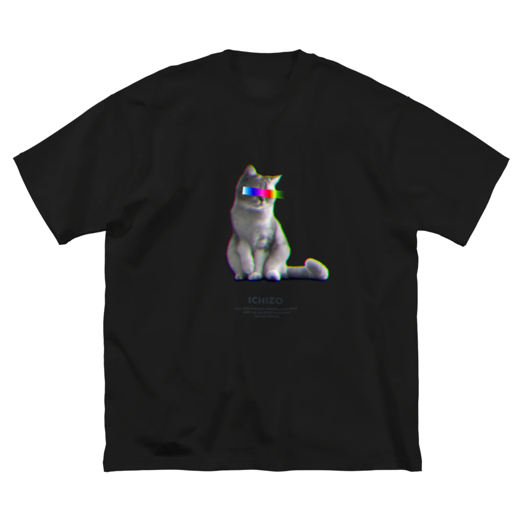 猫ICHIZO公式グッズのレインボー目線猫Tシャツ Big T-Shirt