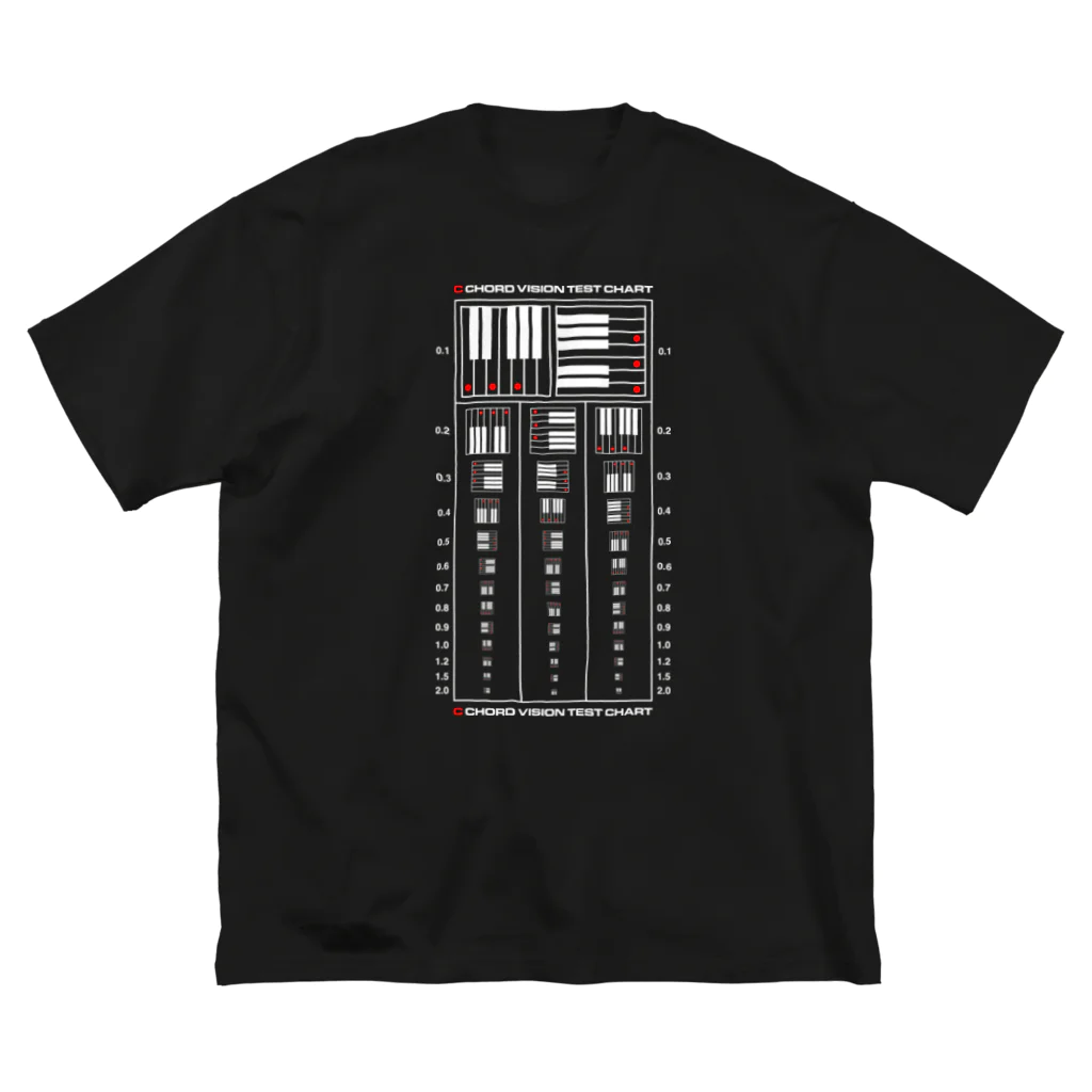 よシまるシンのCコード視力検査表 BLACK ビッグシルエットTシャツ