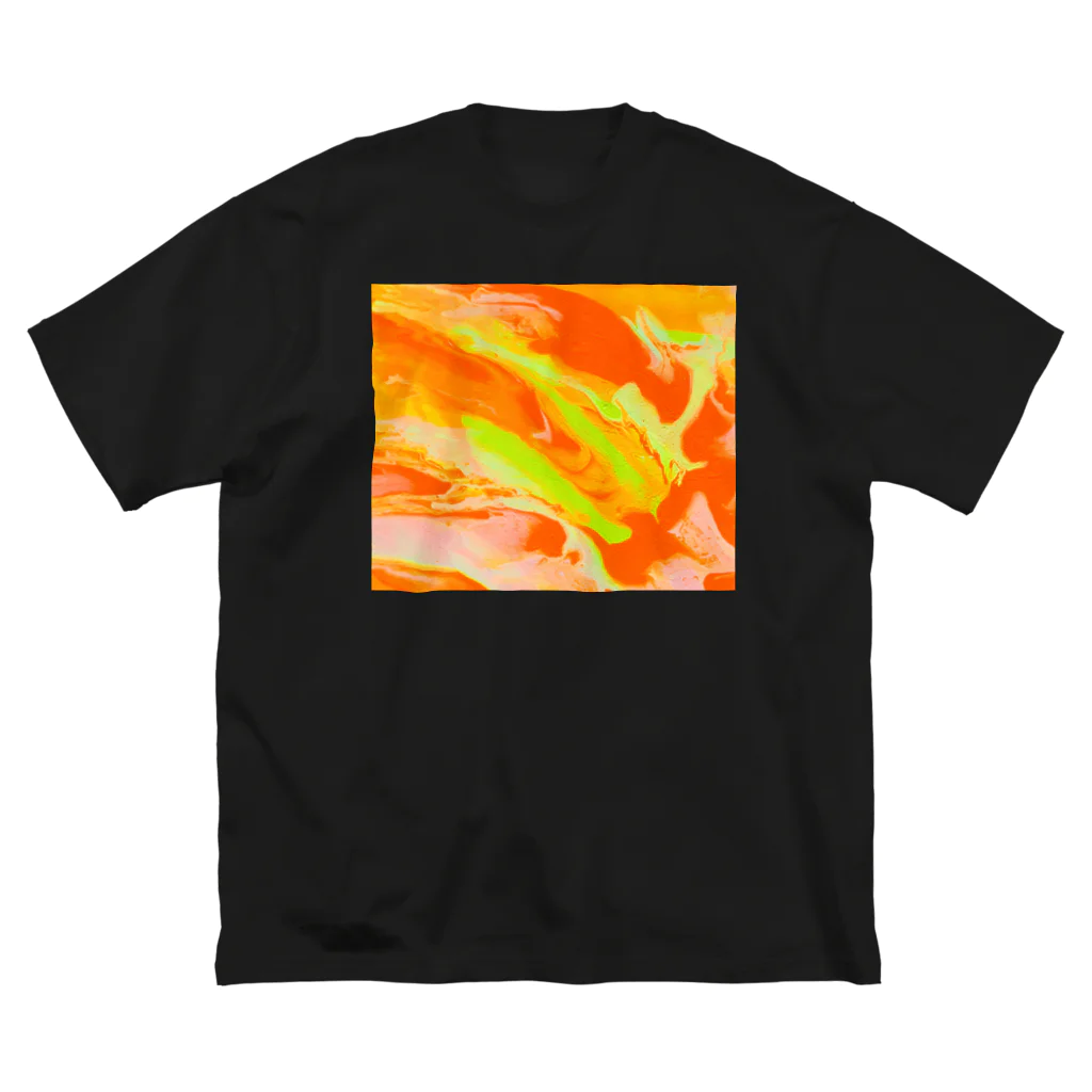 8910artの蛍光波orange ビッグシルエットTシャツ