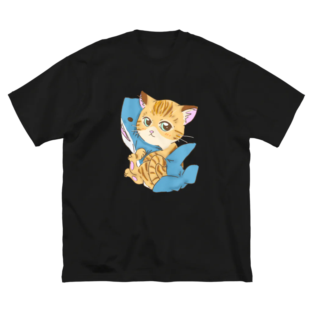 はるる堂のサメ好き猫さん ビッグシルエットTシャツ