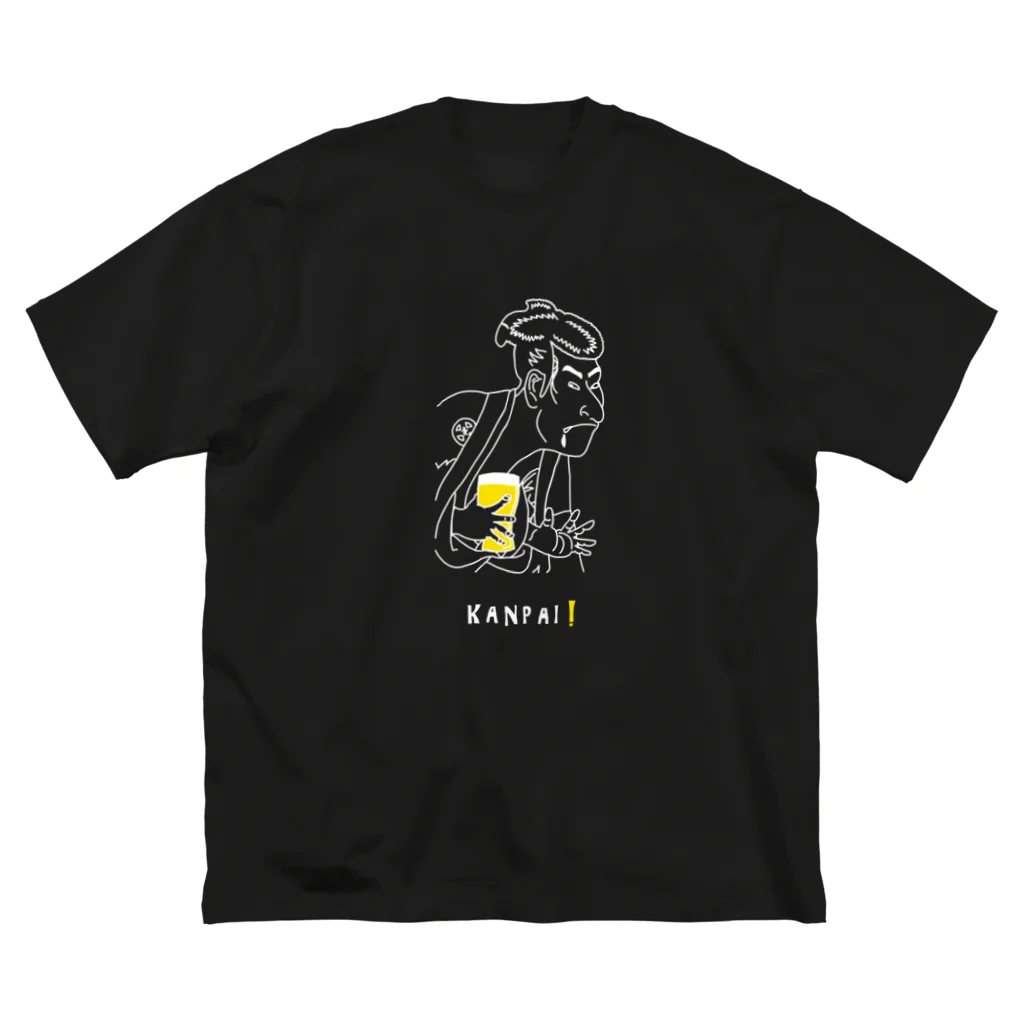 ビールとアート TM-3 Designの名画 × BEER（写楽）白線画 Big T-Shirt