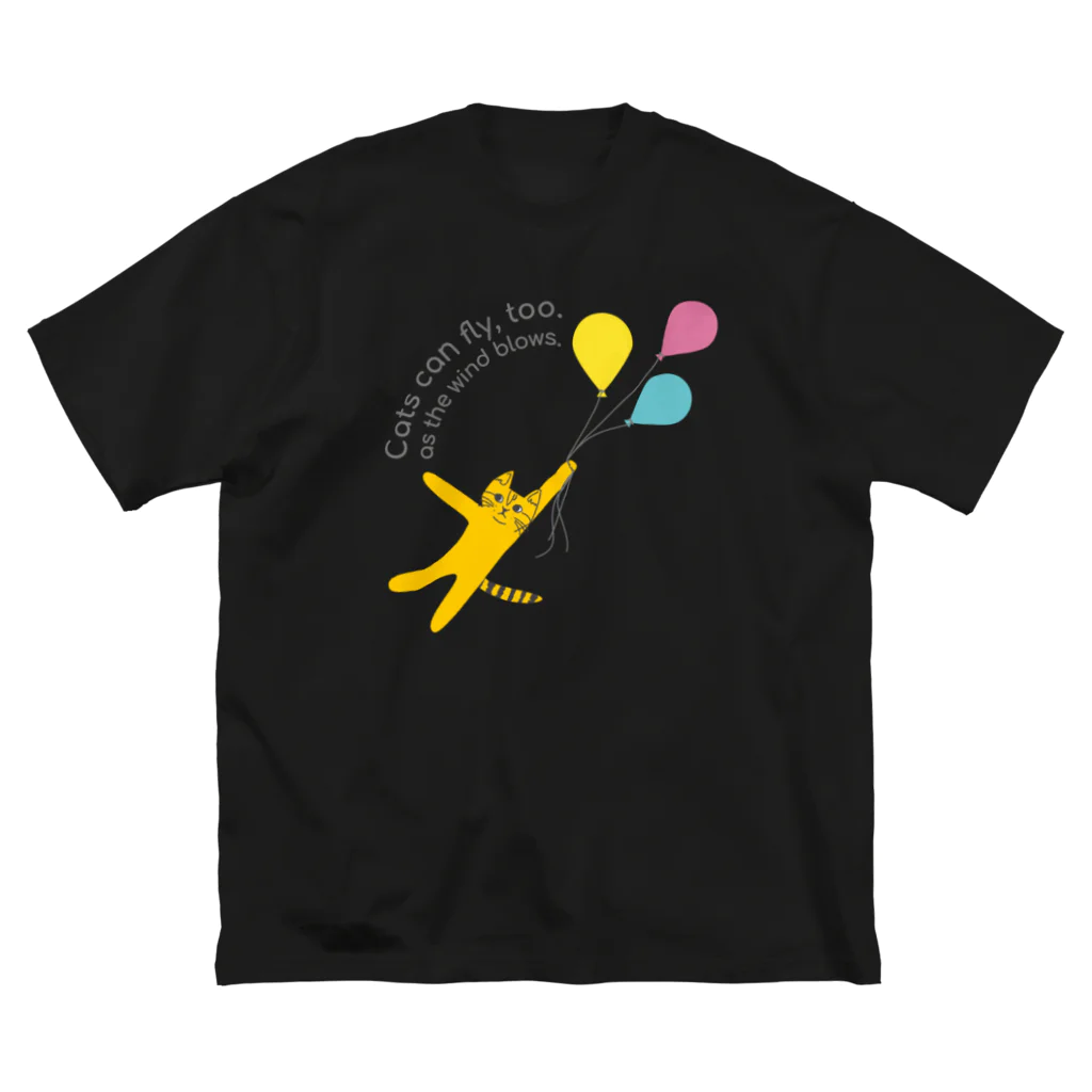 mapechiのトラネコしまお、風船の旅 ビッグシルエットTシャツ