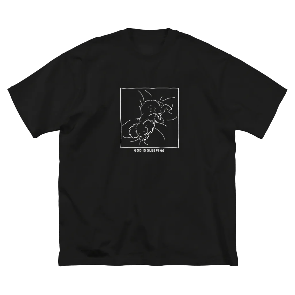 YamamoriMeidoの寝ているトイプードル(白線ver.) ビッグシルエットTシャツ