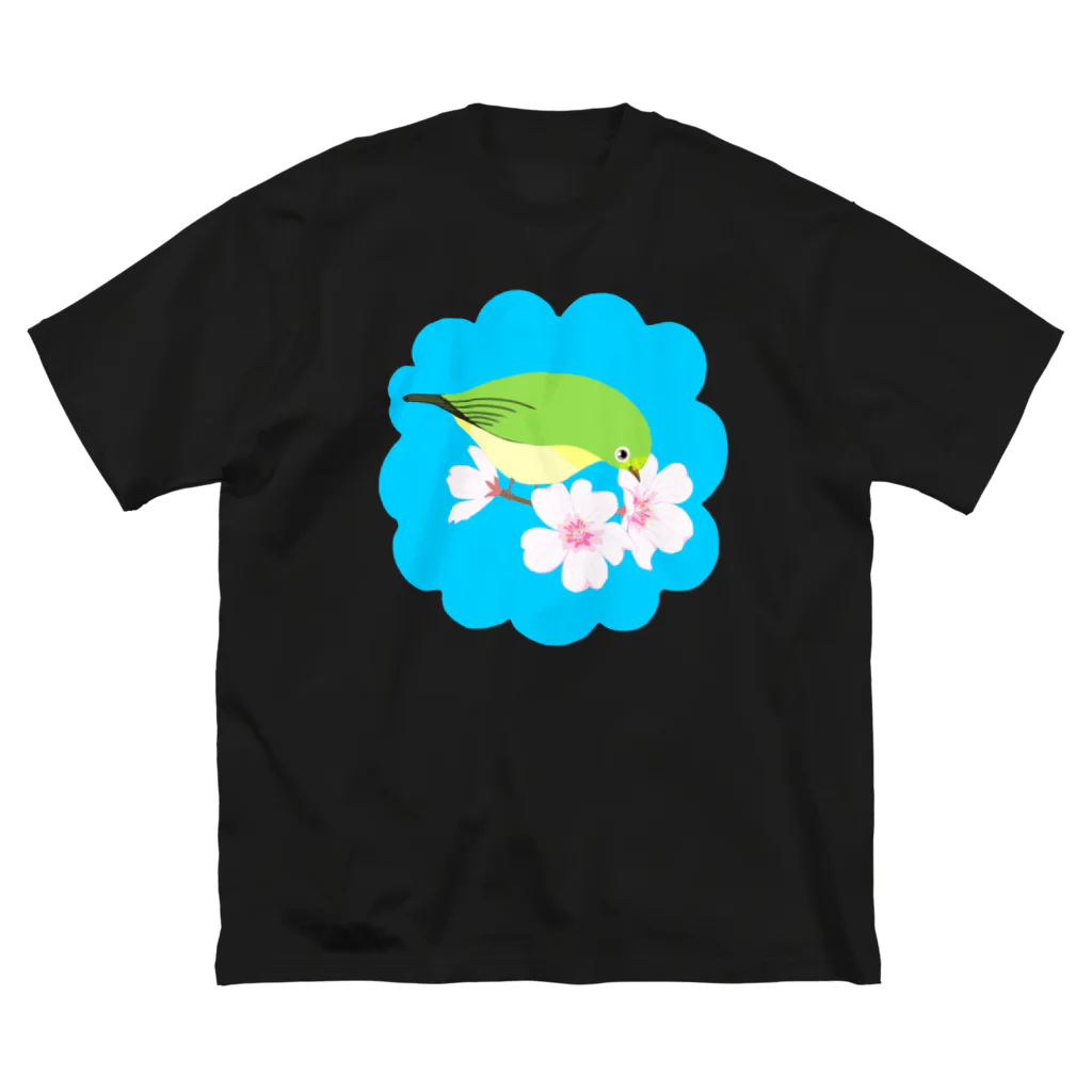 LalaHangeulの桜とメジロさん ビッグシルエットTシャツ