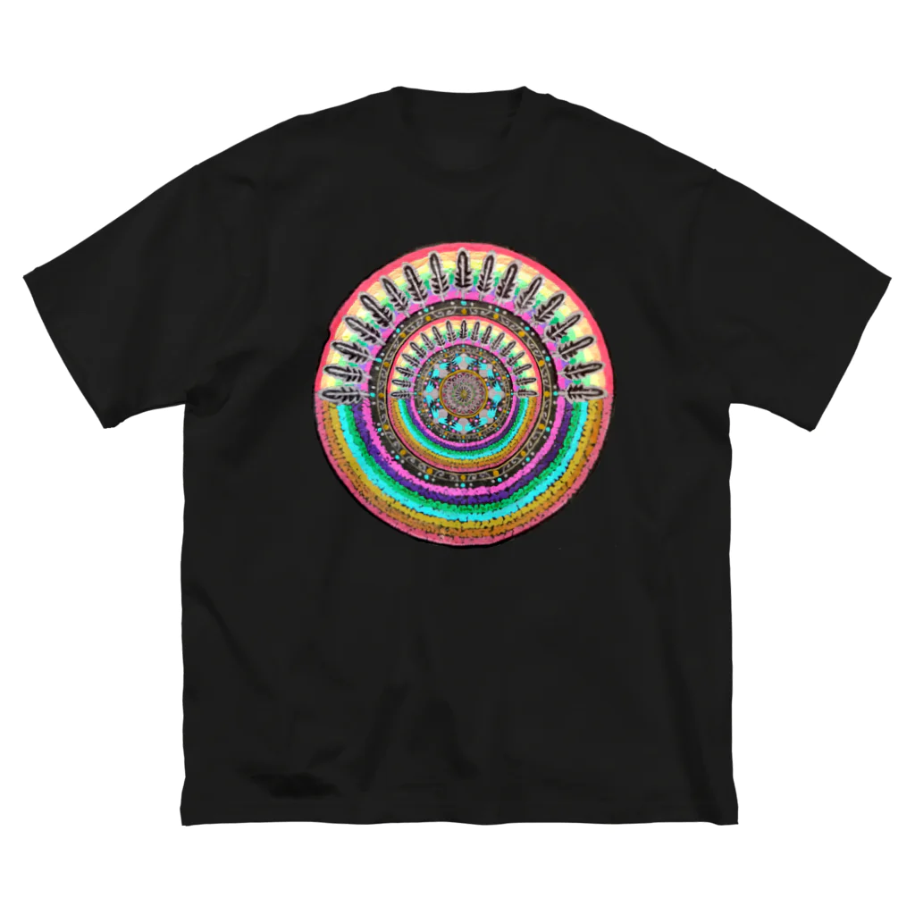 宇宙曼荼羅shop らいとラインのまんまるＷRainbow(枠なし) ビッグシルエットTシャツ