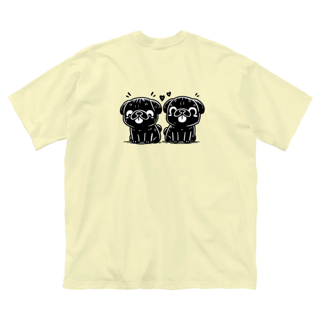 ブヒーズのtwin pug ビッグシルエットTシャツ