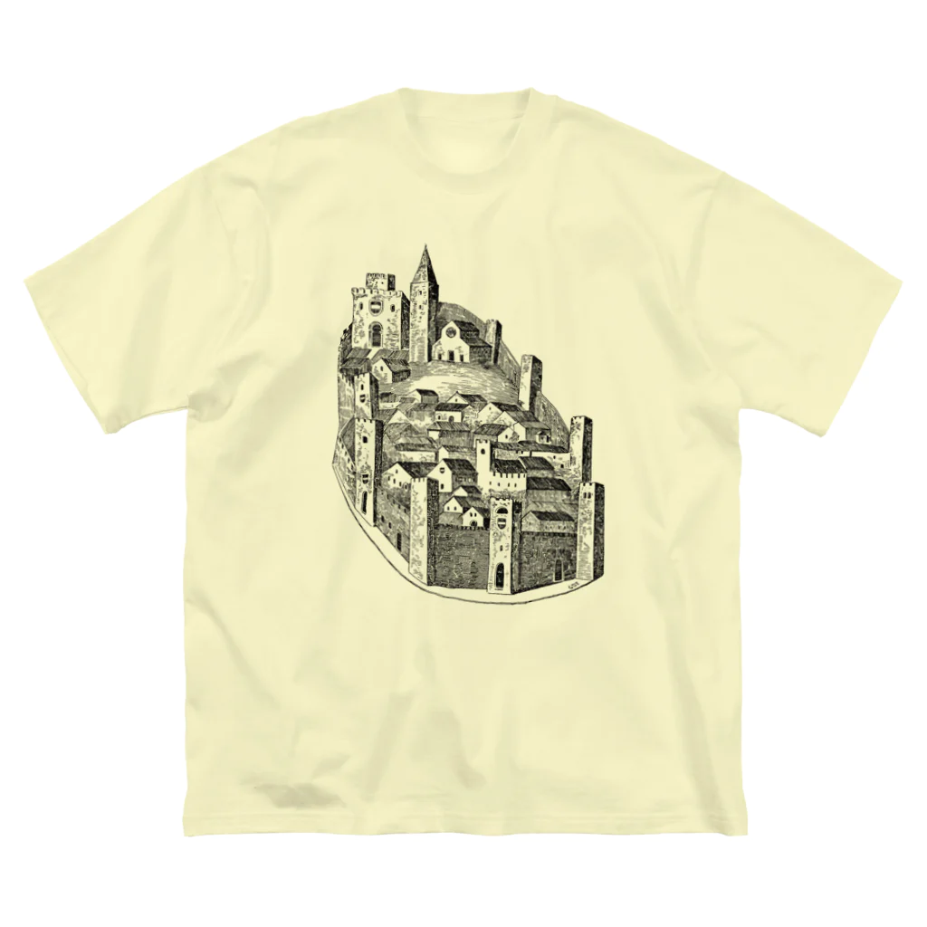 Saza-nami Antique designの城壁のある町 Big T-Shirt