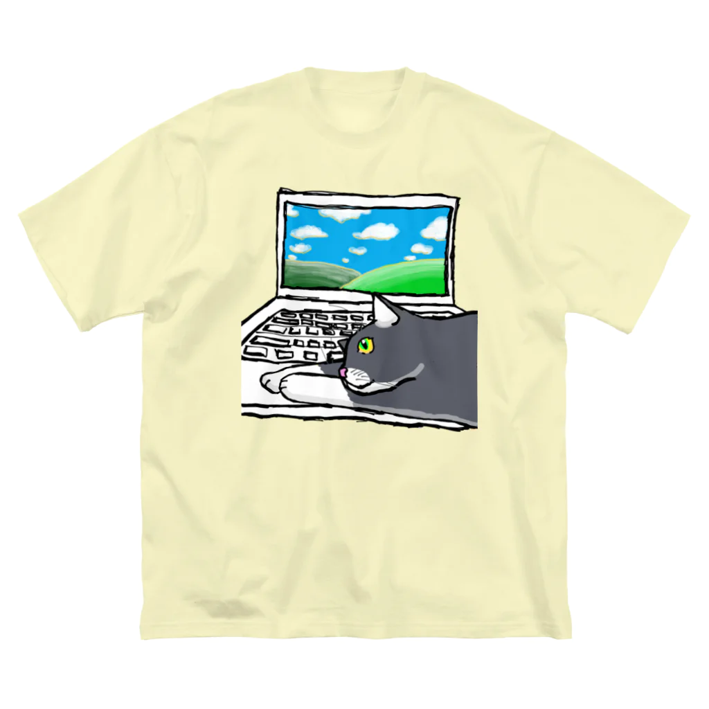 9livesworkのレンタル猫の手（風景） ビッグシルエットTシャツ