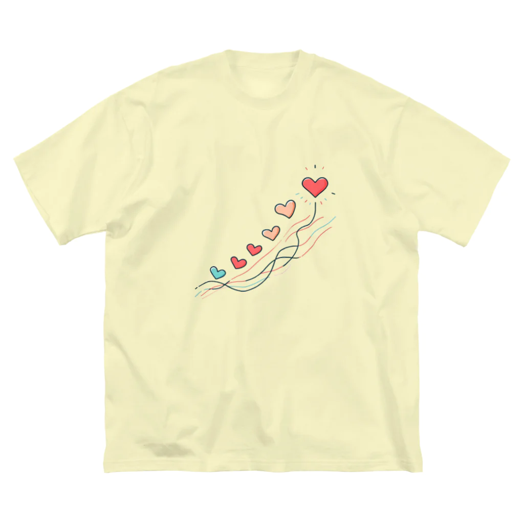 終わらない夢🌈の軽やかに舞うハート🩷 ビッグシルエットTシャツ