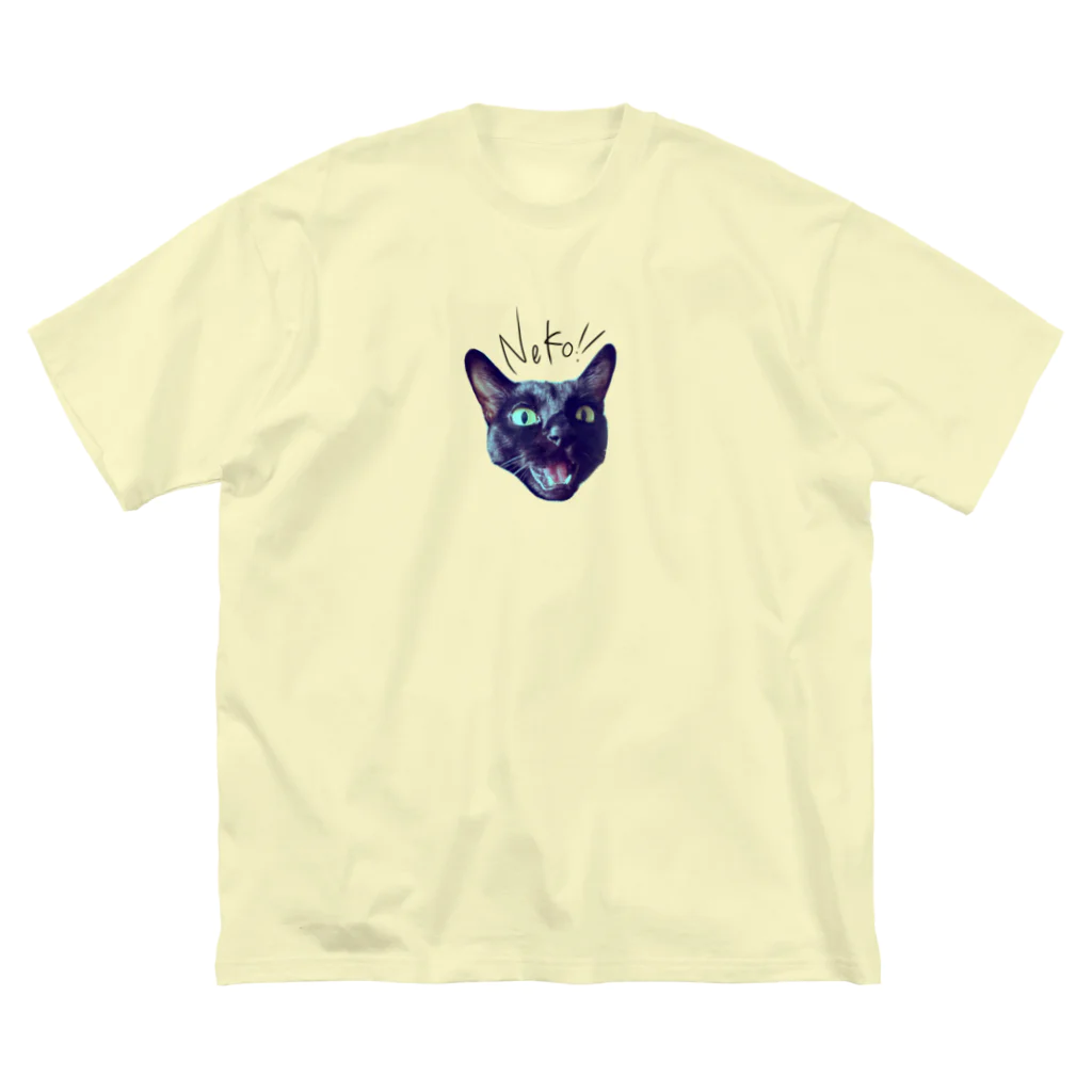 cinnamon junkieのくろいねこ ビッグシルエットTシャツ