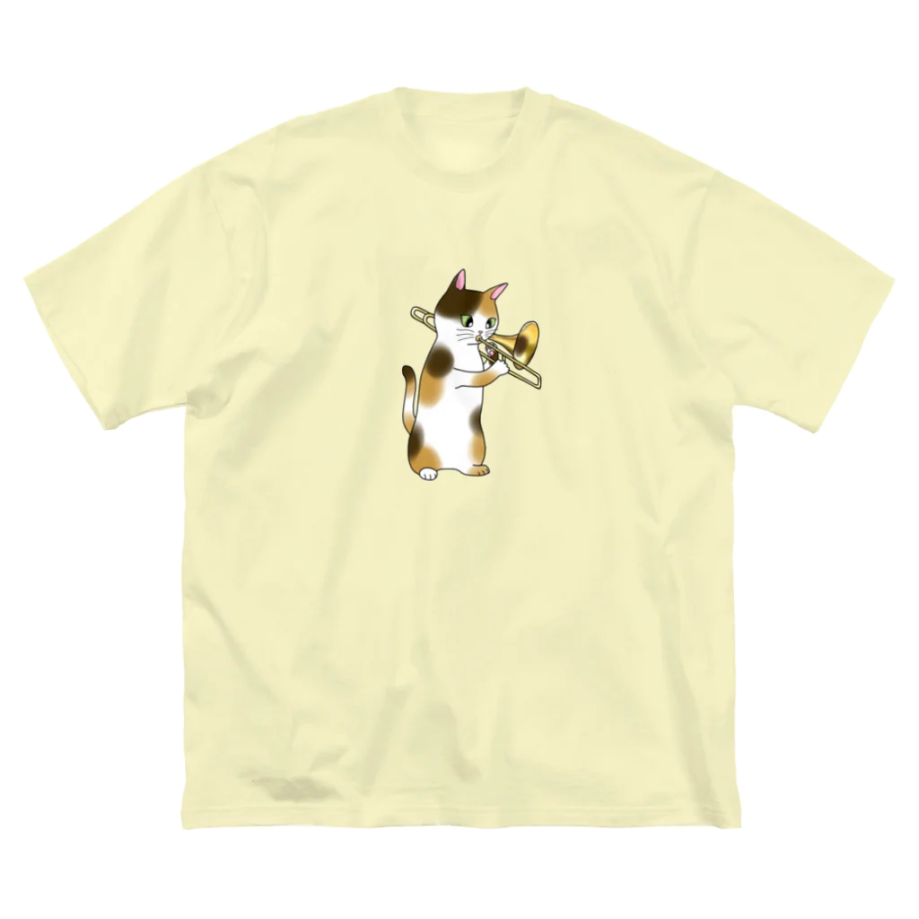 Ａｔｅｌｉｅｒ　Ｈｅｕｒｅｕｘのトロンボーンを吹く猫 ビッグシルエットTシャツ