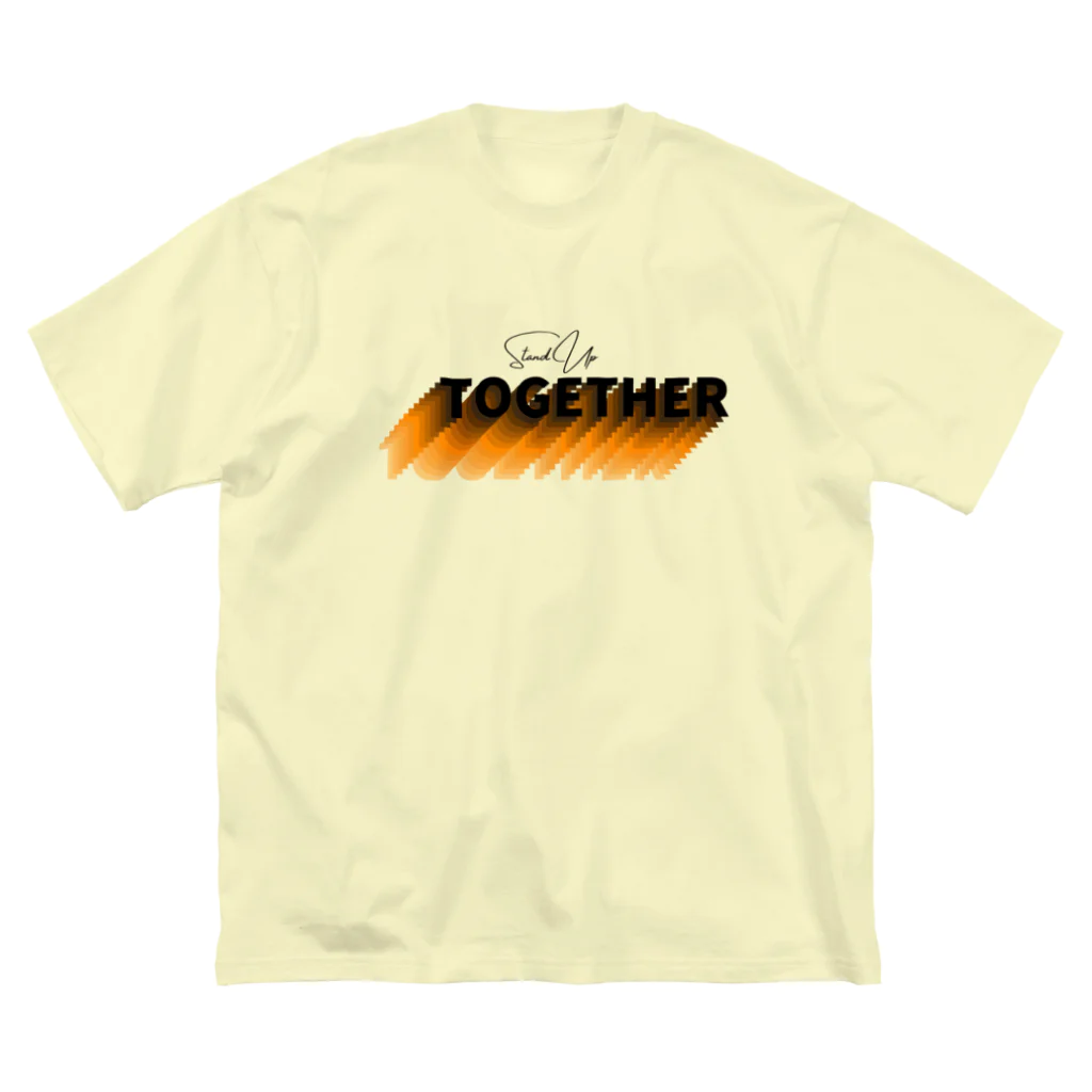 RIRI_designのStand Up Together（スタンド・アップ・トゥゲザー）イエロー オレンジベース ビッグシルエットTシャツ