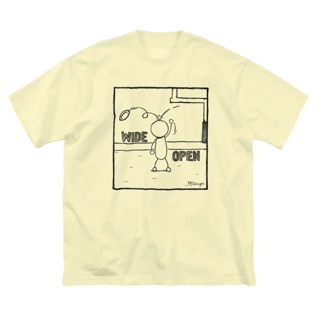 PB.DesignsのPBスティック君　wide open  ビッグシルエットTシャツ