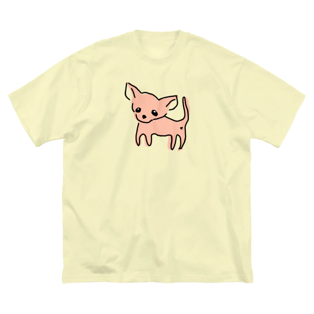 akane_art（茜音工房）のゆるチワワ（オレンジ） ビッグシルエットTシャツ