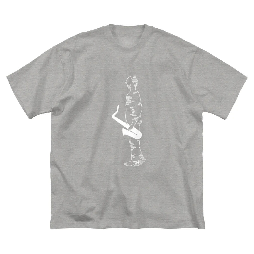 おえかきする水蜜桃のHE IS A SAX PLAYER 白 Big T-Shirt