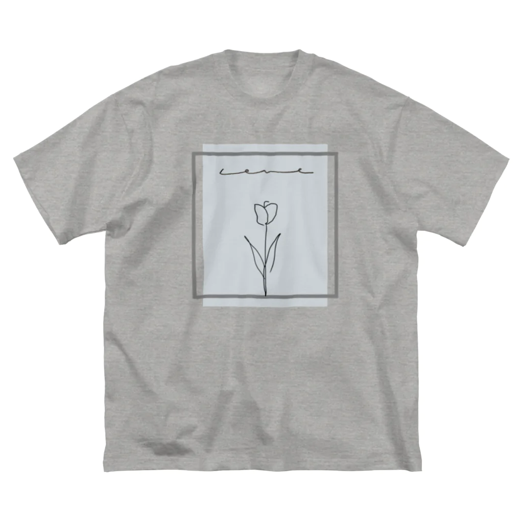 rilybiiのgray blue × 線画チューリップ ビッグシルエットTシャツ