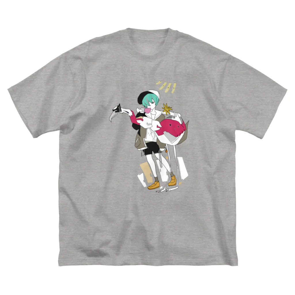 かみこのストアのフラミンゴ ビッグシルエットTシャツ