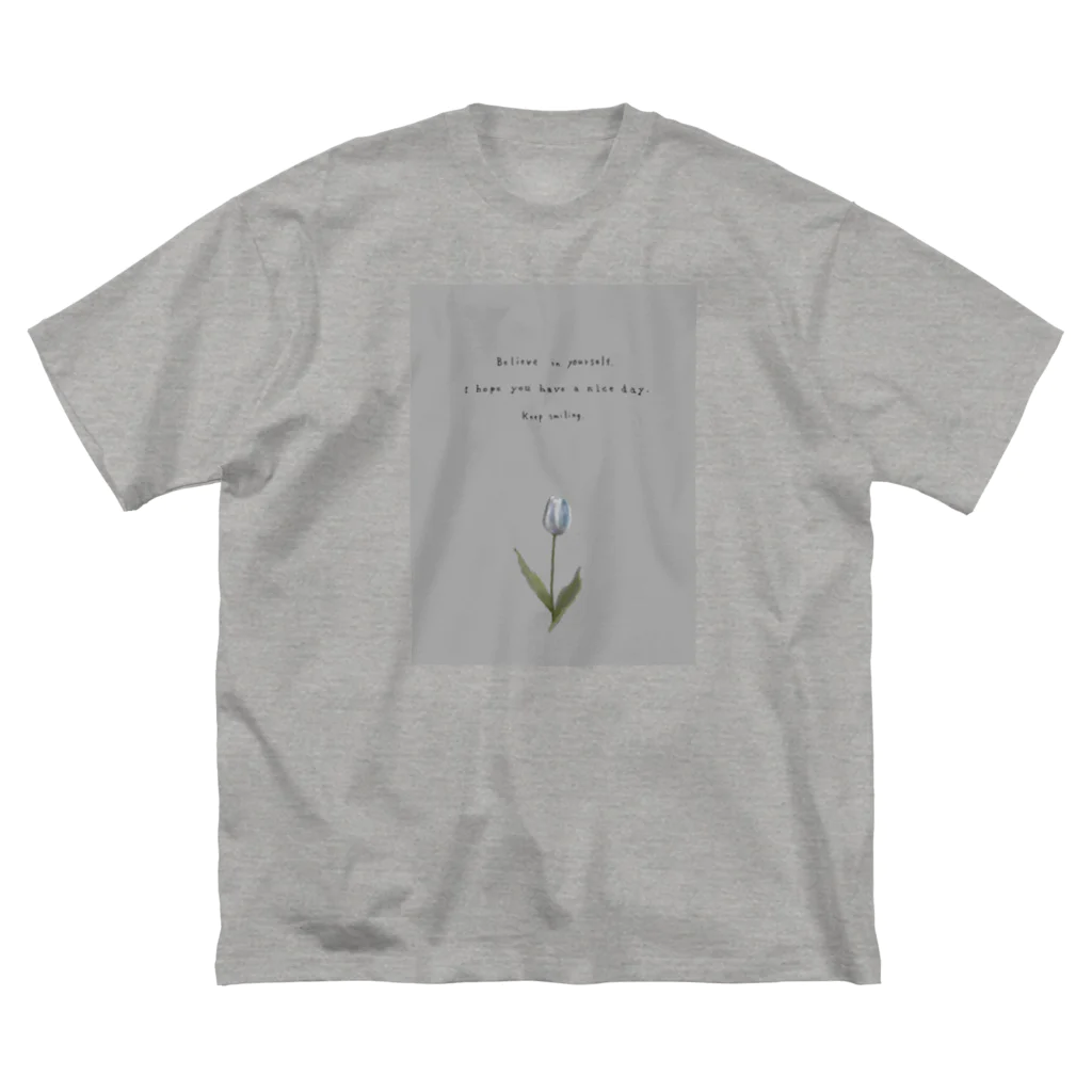 rilybiiのTULIP, white gray blue . ビッグシルエットTシャツ