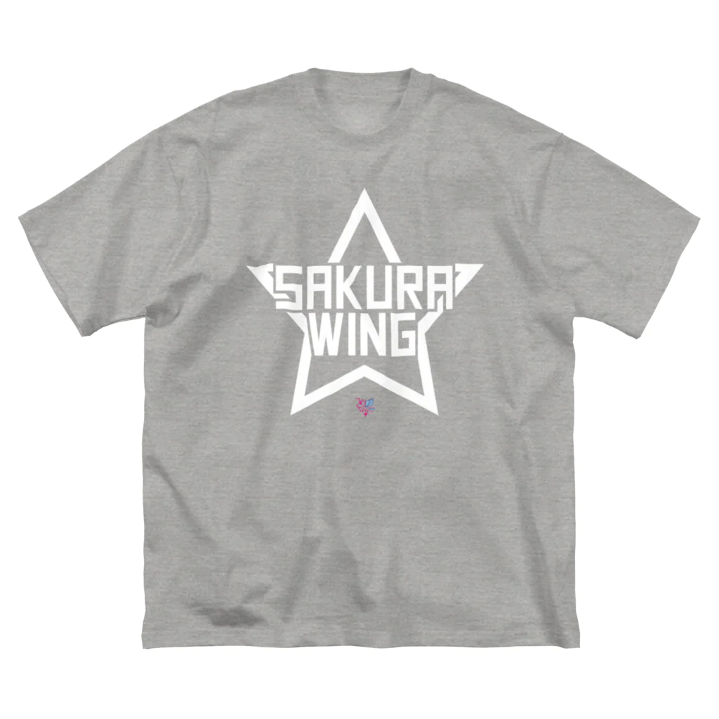 SAKURA WING LLC.のSAKURA WINGスター白字 ビッグシルエットTシャツ