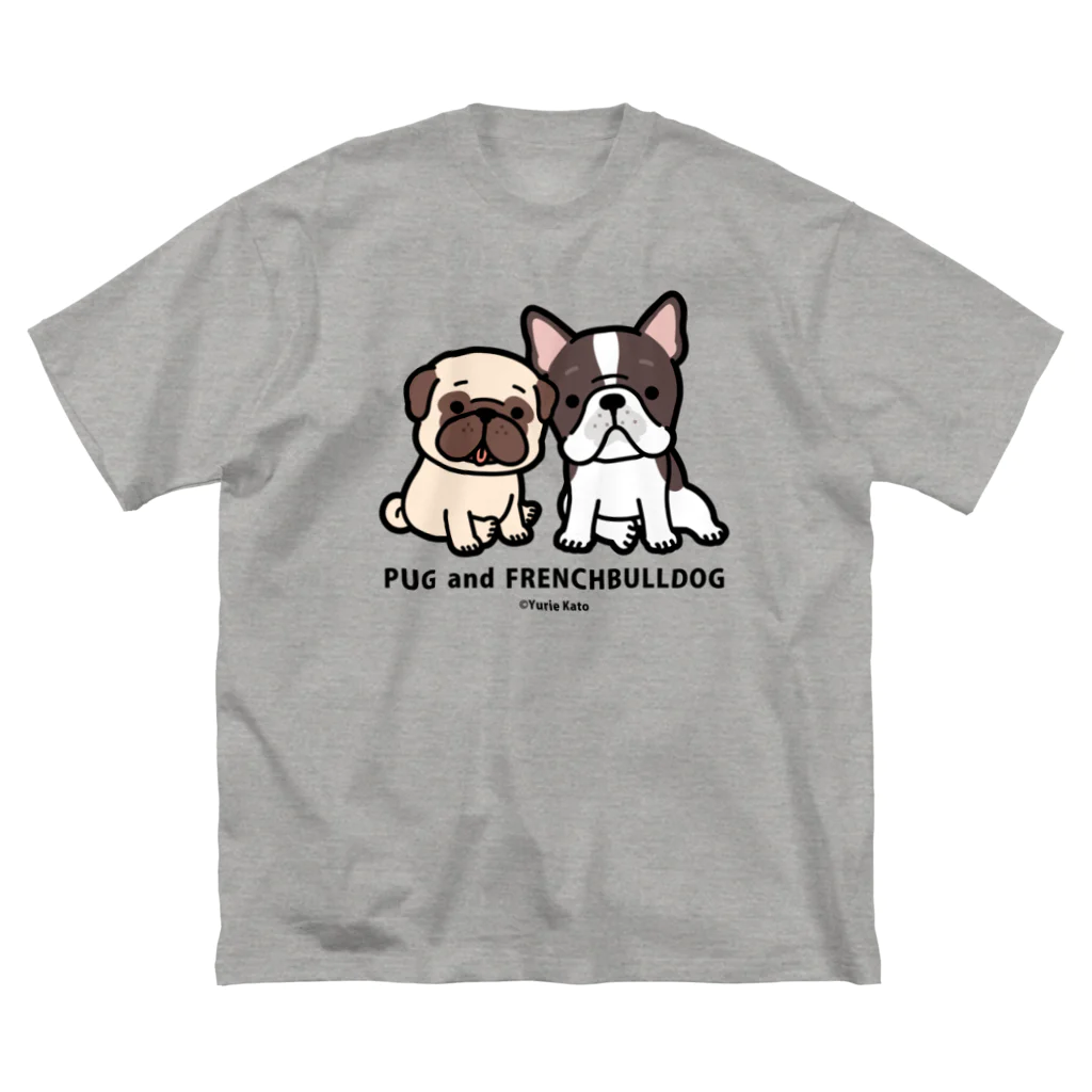 Yurie Kato ┃ パグのランランのPUG and FRENCHBULLDOG │For light colors ビッグシルエットTシャツ