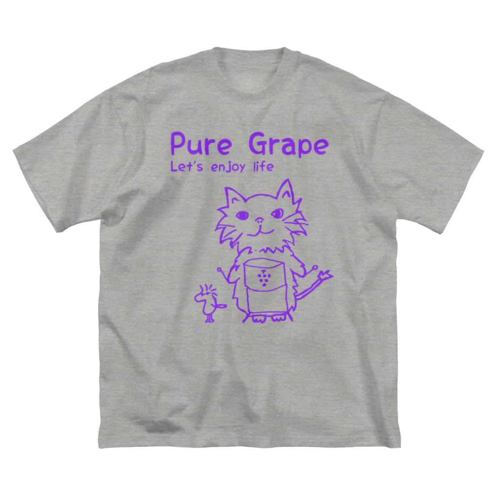 Pure Grape のcat T　カラーver　パープル ビッグシルエットTシャツ