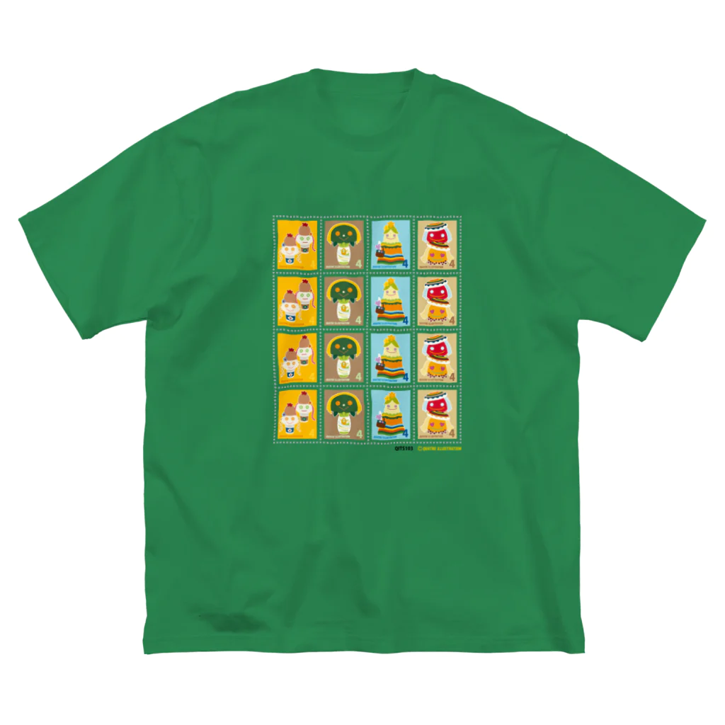 Quatre Illustrationのキャトル切手_お野菜ファッションB 4×4 Big T-Shirt