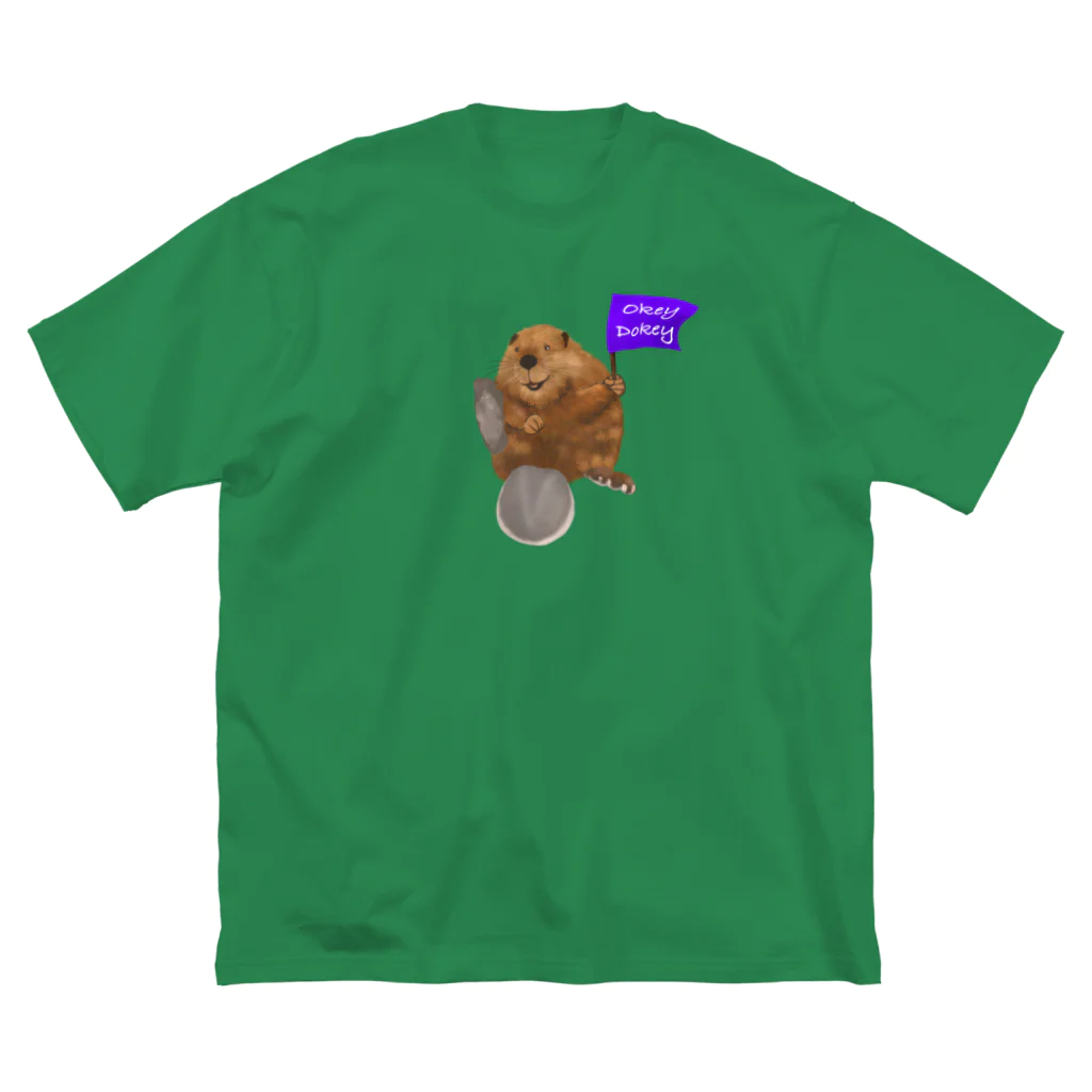 Theビーバーズ byこあらゆうのOkeyDokey-Beaver（旗ビーバー） ビッグシルエットTシャツ