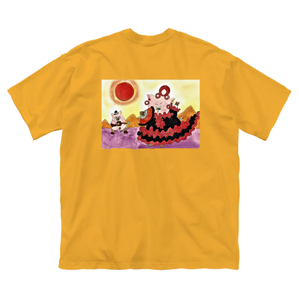 花と雲のフラメンコドロシー灼熱の太陽 ビッグシルエットTシャツ