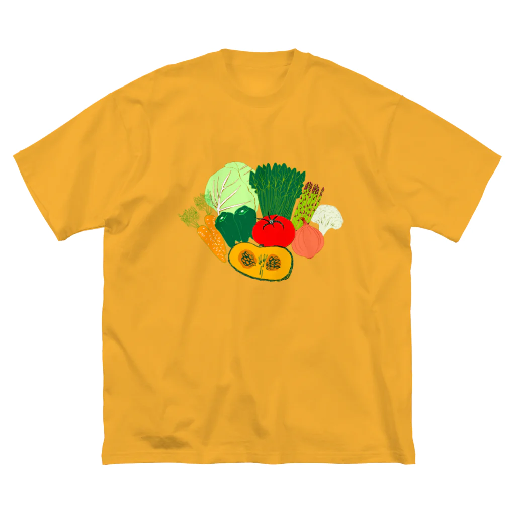 NIKORASU GOの野菜大好きなひと専用デザイン「野菜大集合」 ビッグシルエットTシャツ