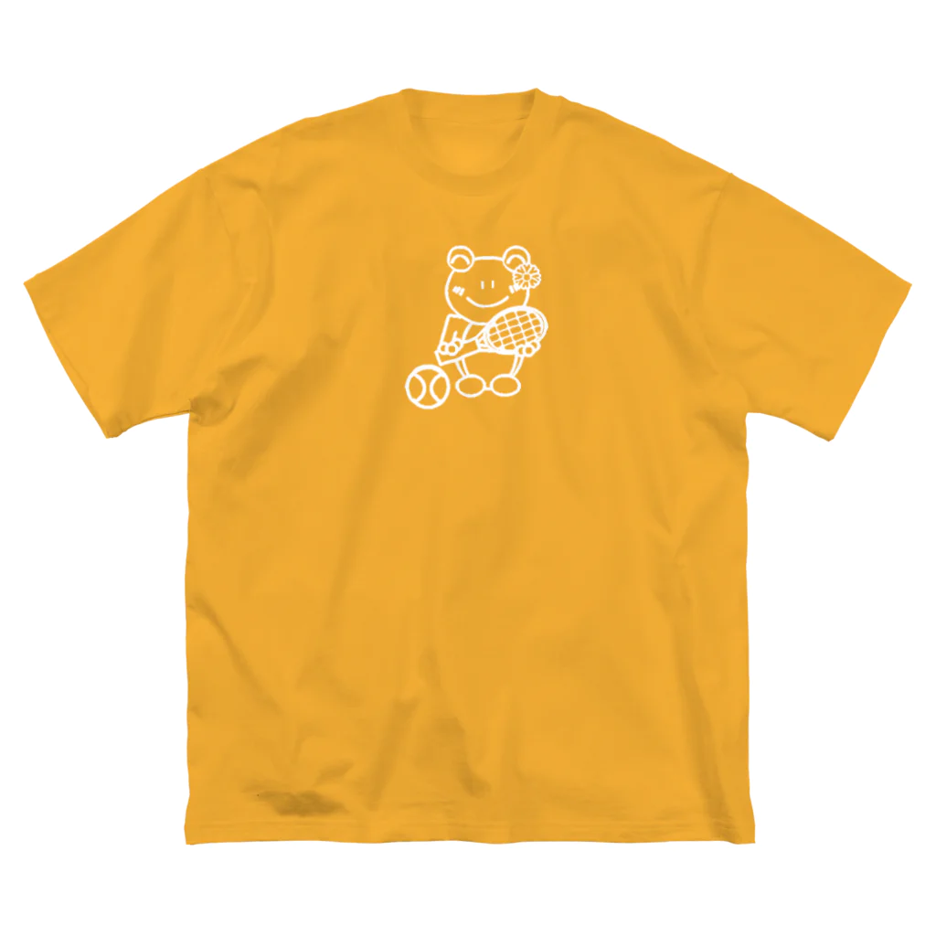 🐸かえるさんと仲間たち🐸のテニス×かえるさん（白） ビッグシルエットTシャツ