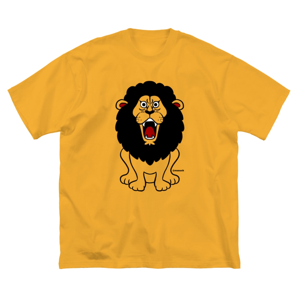 吠えるライオン モノクロ アートカンパニーますっく Masuck のビッグシルエットtシャツ通販 Suzuri スズリ